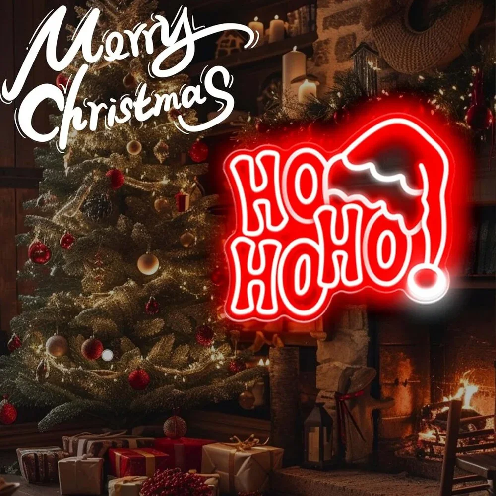 Christmas HOHOHO Neon Sign  Led Candy Dimmable Light Up Sign for Party Kids